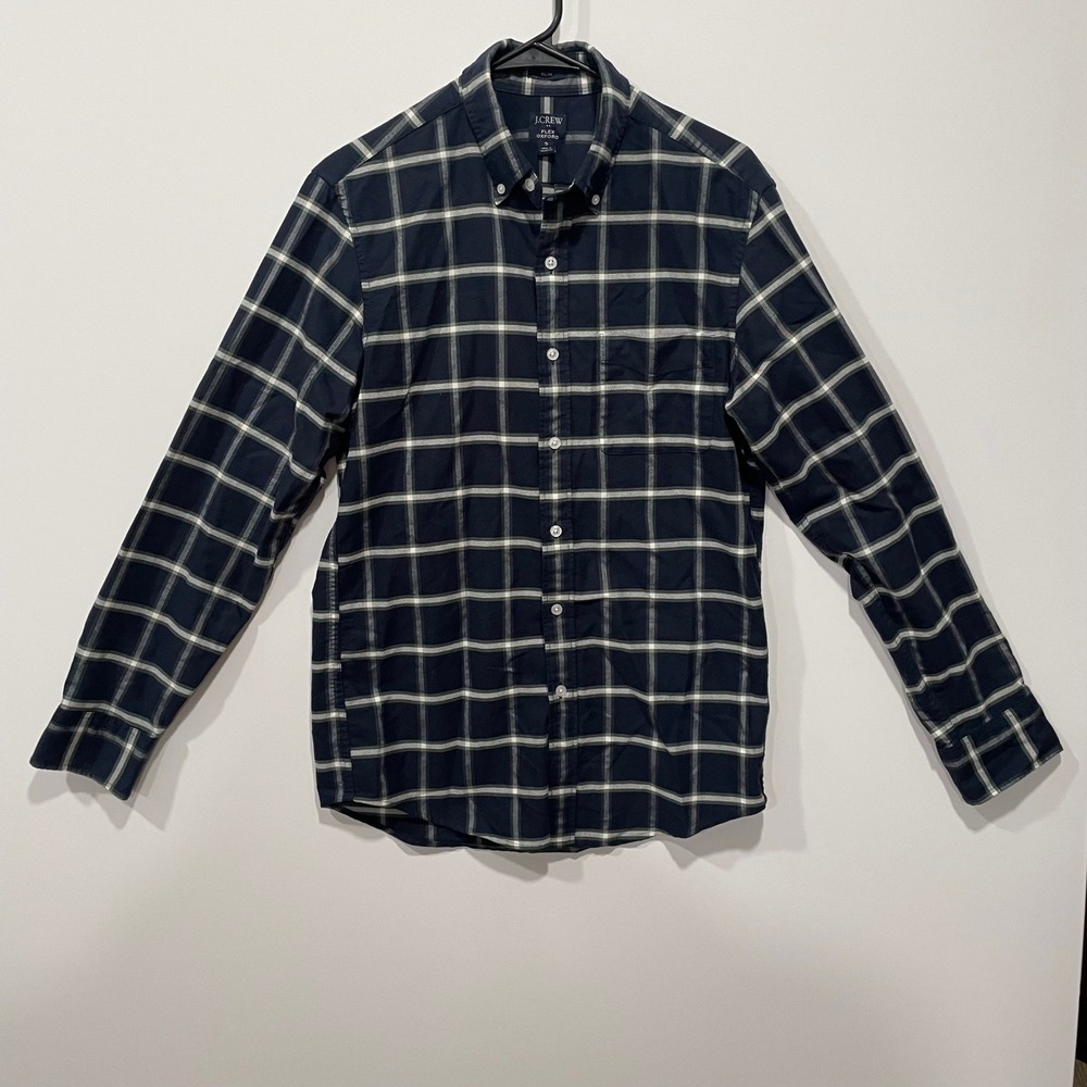 J Crew Mens Slim Fit Flex‎ Oxford Plaid Button Down Shirt Size S